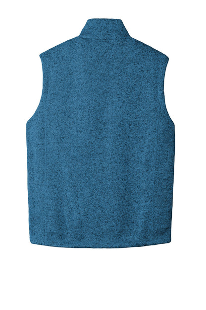 Rear View of Med Blue Hthr Port Authority Sweater Fleece Vest F236