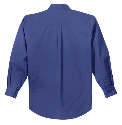 Rear View of Med. Blue Port Authority Extended Size Long Sleeve Easy Care Shirt S608ES