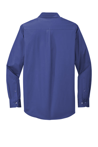 Rear View of Med. Blue Port Authority Extended Size Long Sleeve Easy Care Shirt S608ES