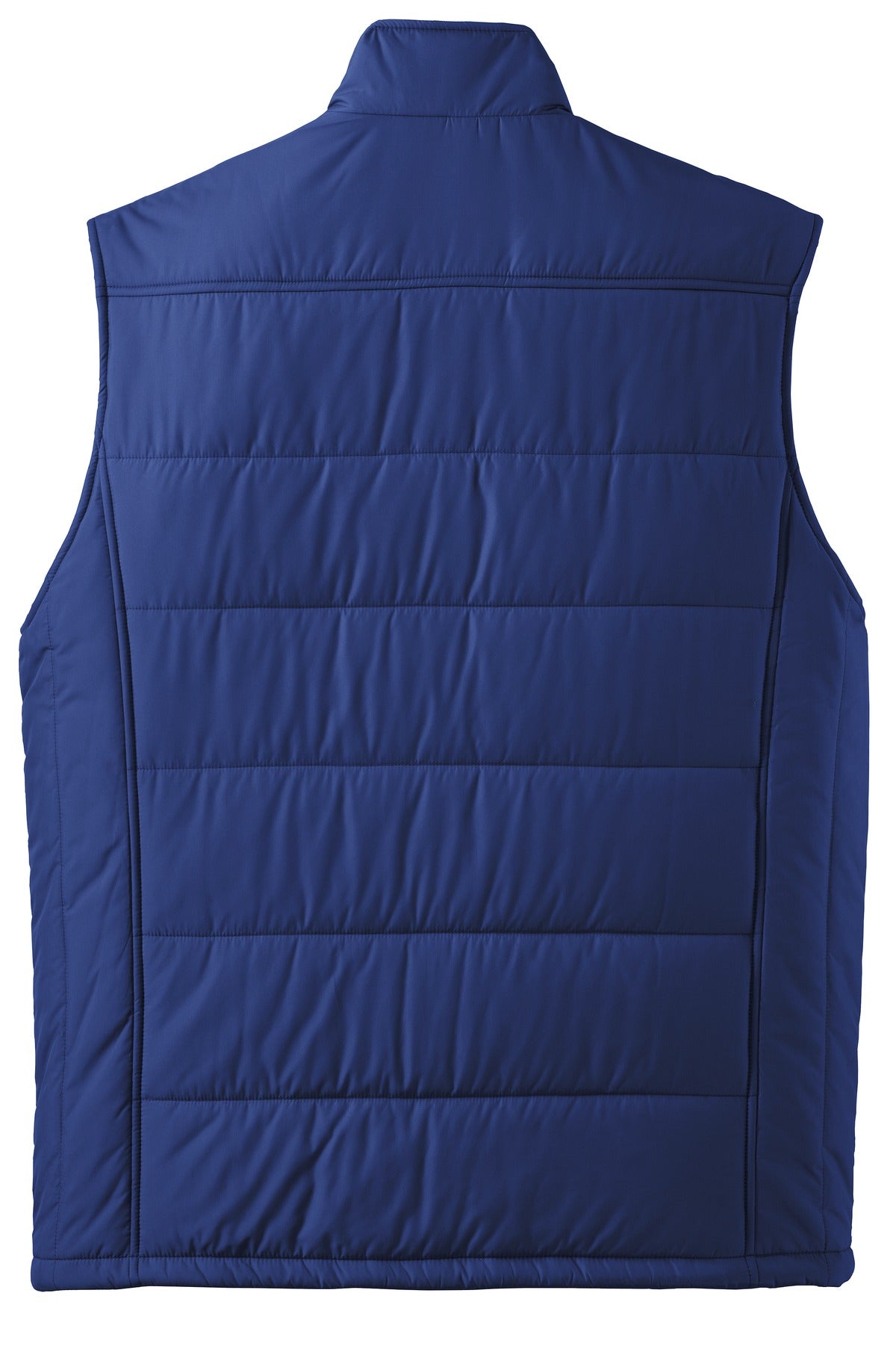 Rear View of Medit Blue Port Authority Puffy Vest. J709