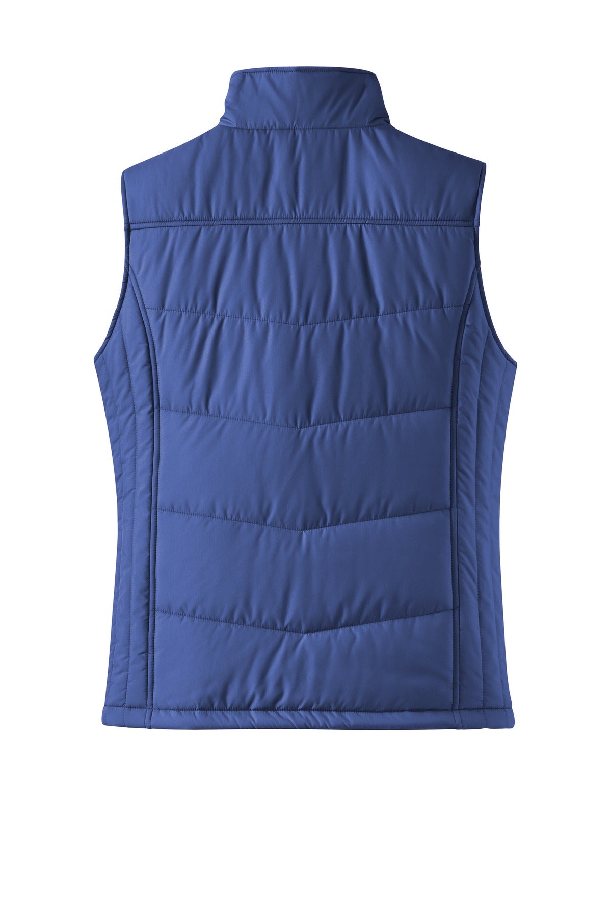 Rear View of Medit Blue Port Authority Women's Puffy Vest. L709