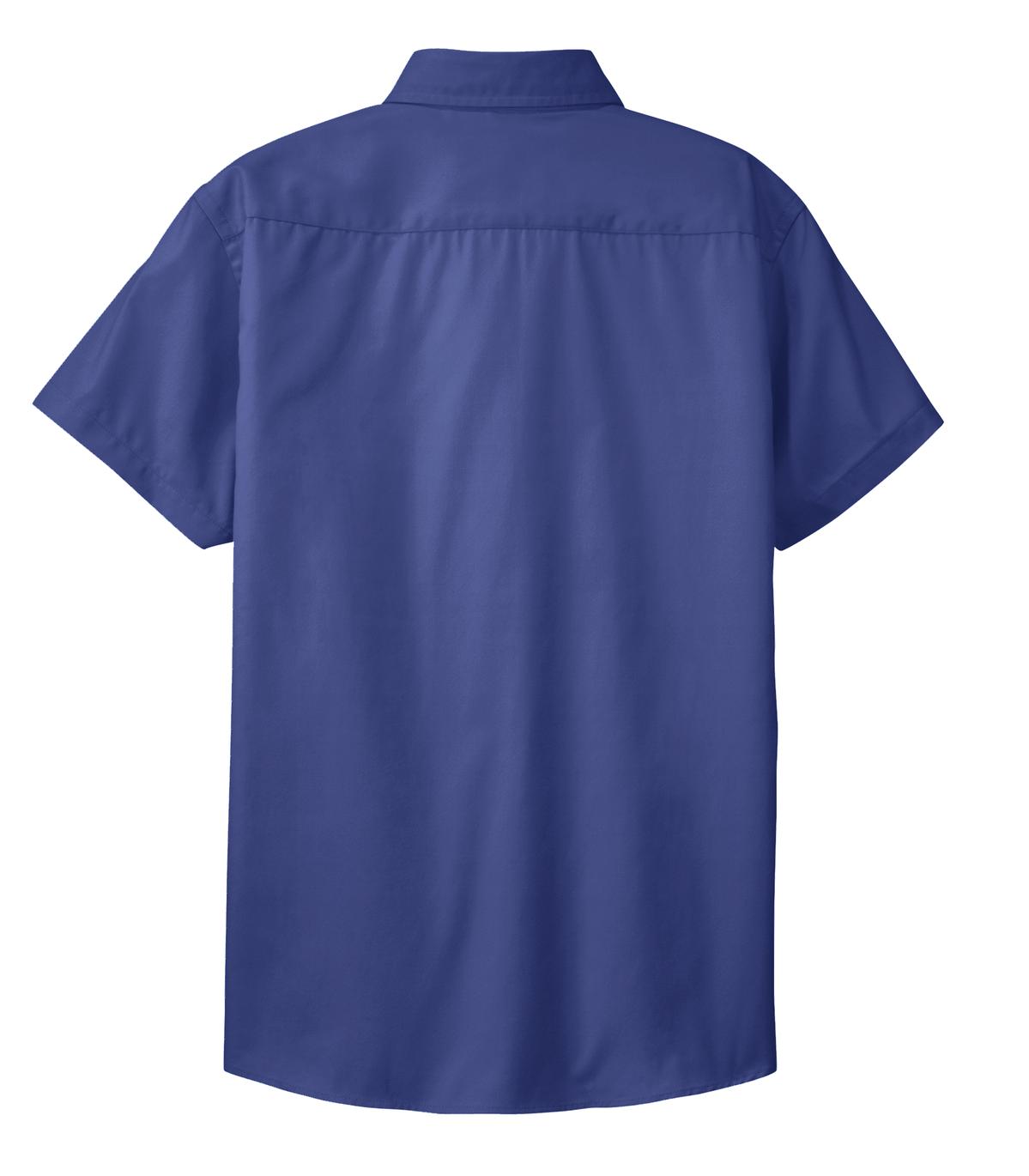 Rear View of Mediter. Blue Port Authority Women's Short Sleeve Easy Care Shirt. L508