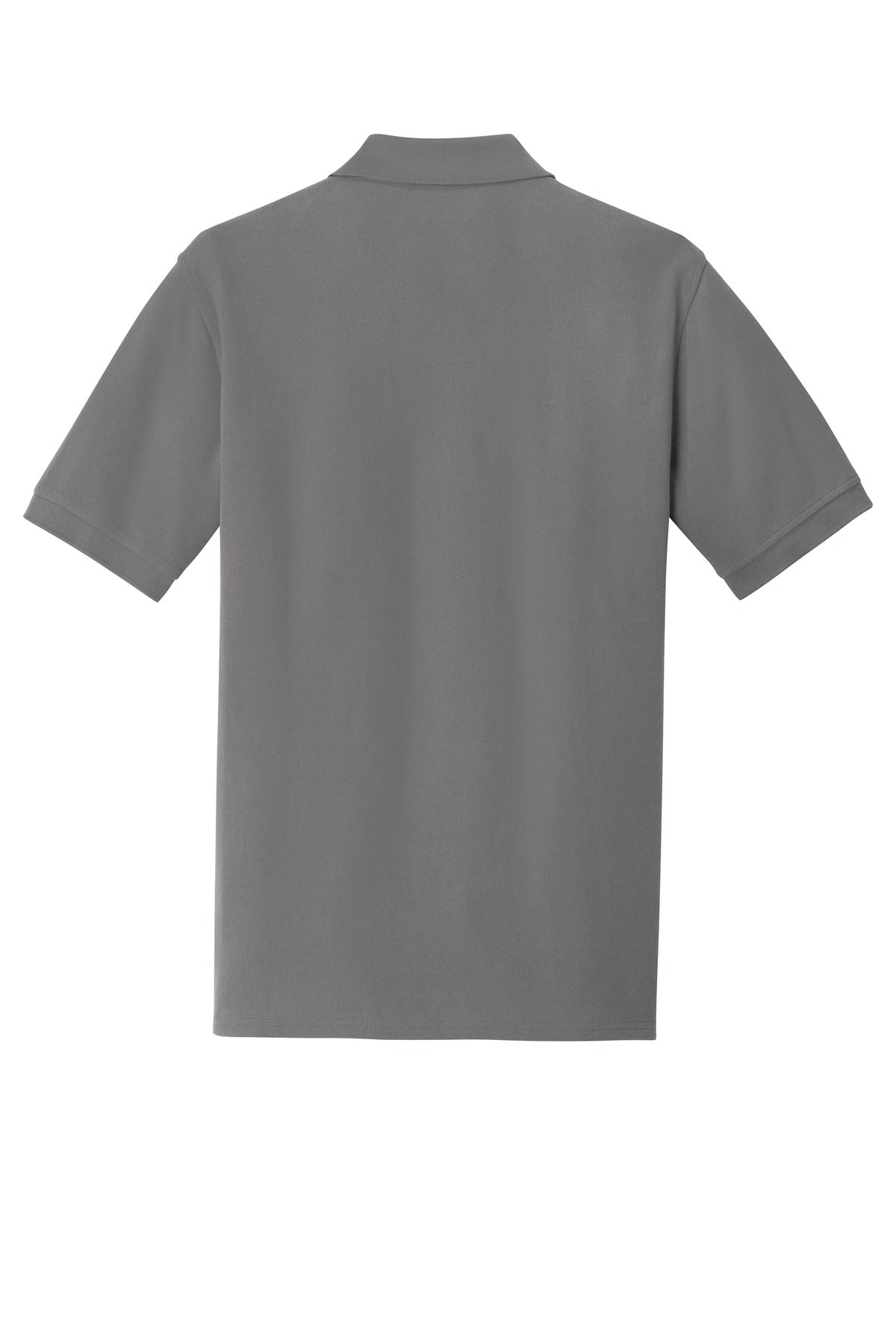 Rear View of Medium Grey Port & Company Combed Ring Spun Pique Polo. KP1500