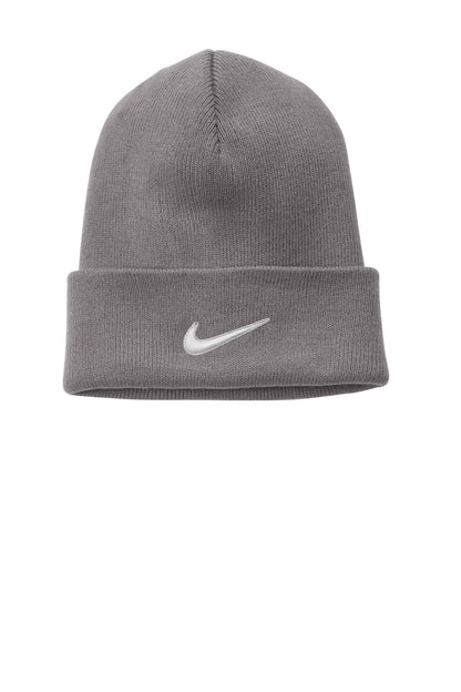 Rear View of MediumGrey Nike Team Cuffed Beanie NKFB6539