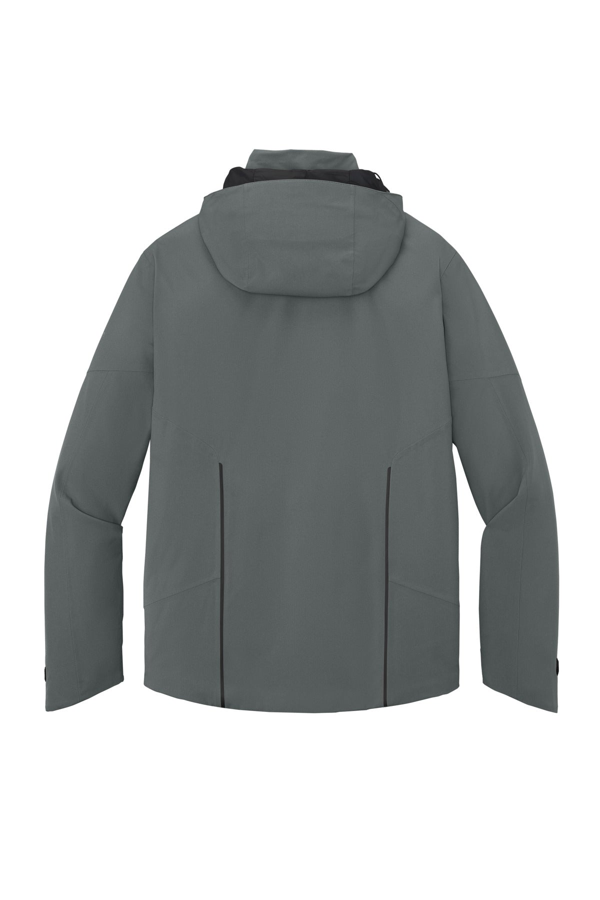 Rear View of Metal Grey Eddie Bauer WeatherEdge Plus Insulated Jacket. EB554