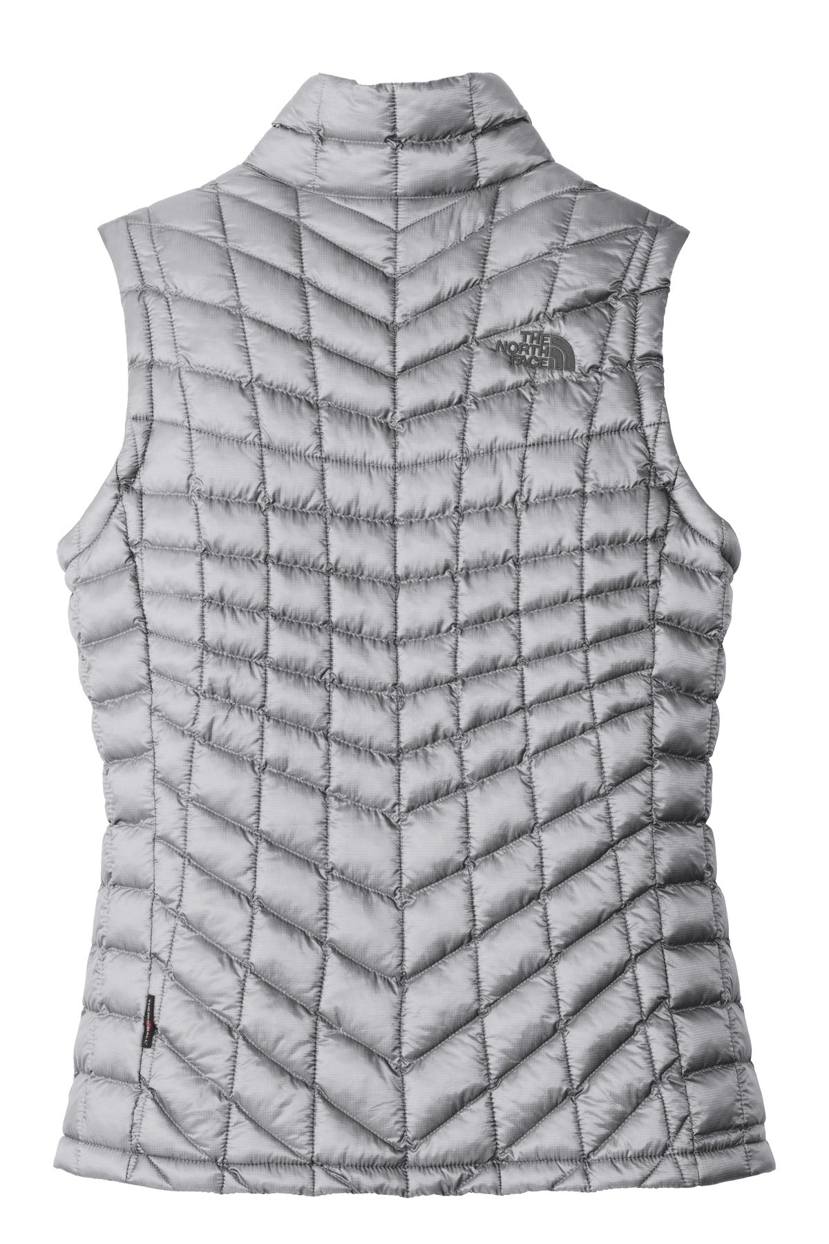 Rear View of Mid Grey The North Face Women's ThermoBall Trekker Vest. NF0A3LHL