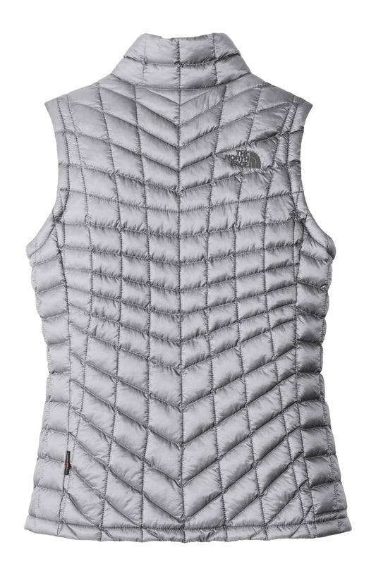 Rear View of Mid Grey The North Face Women's ThermoBall Trekker Vest. NF0A3LHL