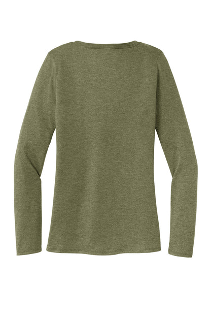 Rear View of MilGrnFst District Women's Perfect Tri Long Sleeve V-Neck Tee DT135