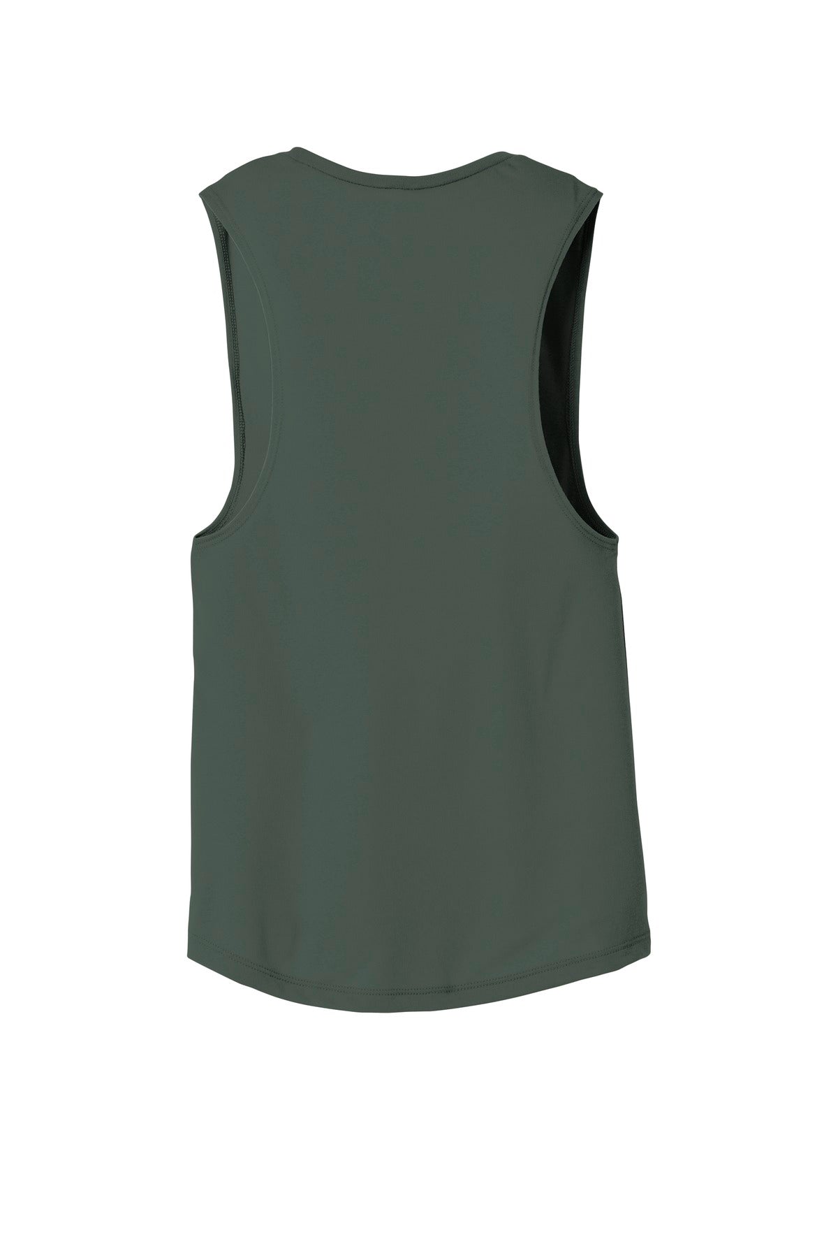 Rear View of Military Green BELLA+CANVAS Women's Flowy Scoop Muscle Tank. BC8803