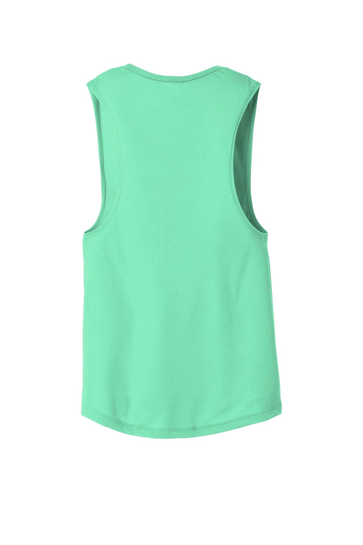 Rear View of Mint BELLA+CANVAS Women's Flowy Scoop Muscle Tank. BC8803
