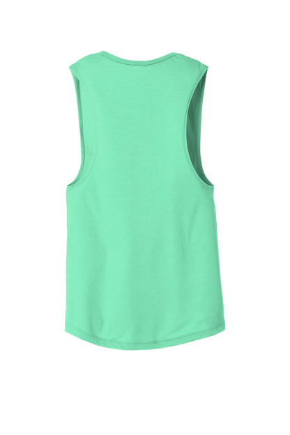Rear View of Mint BELLA+CANVAS Women's Flowy Scoop Muscle Tank. BC8803