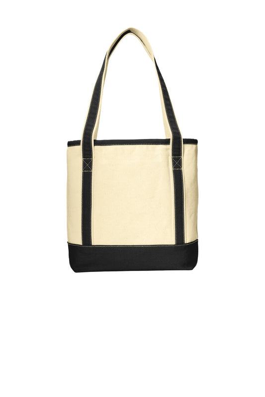 Rear View of Nat/Black Port Authority Medium Cotton Canvas Tote. BG412