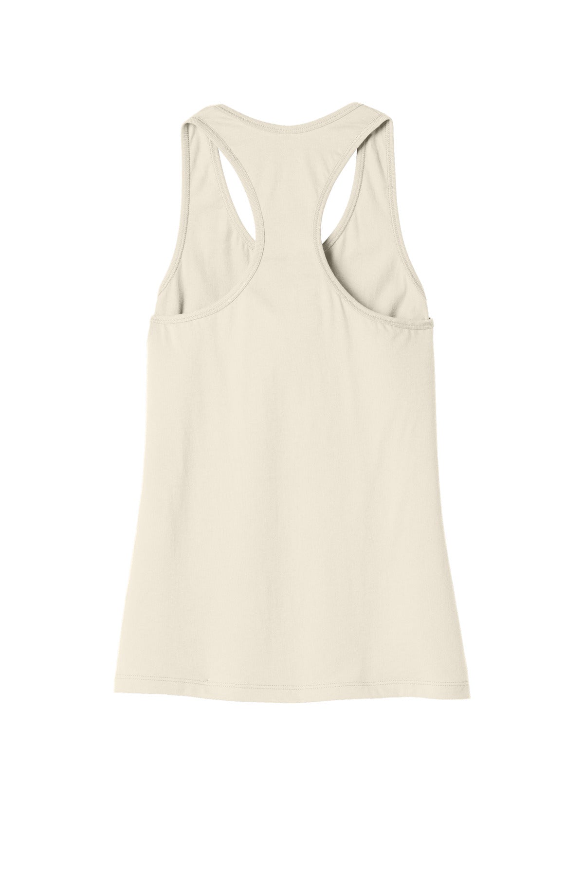 Rear View of Natural BELLA+CANVAS Women's Jersey Racerback Tank. BC6008
