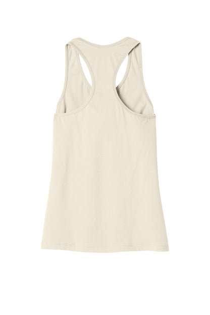 Rear View of Natural BELLA+CANVAS Women's Jersey Racerback Tank. BC6008