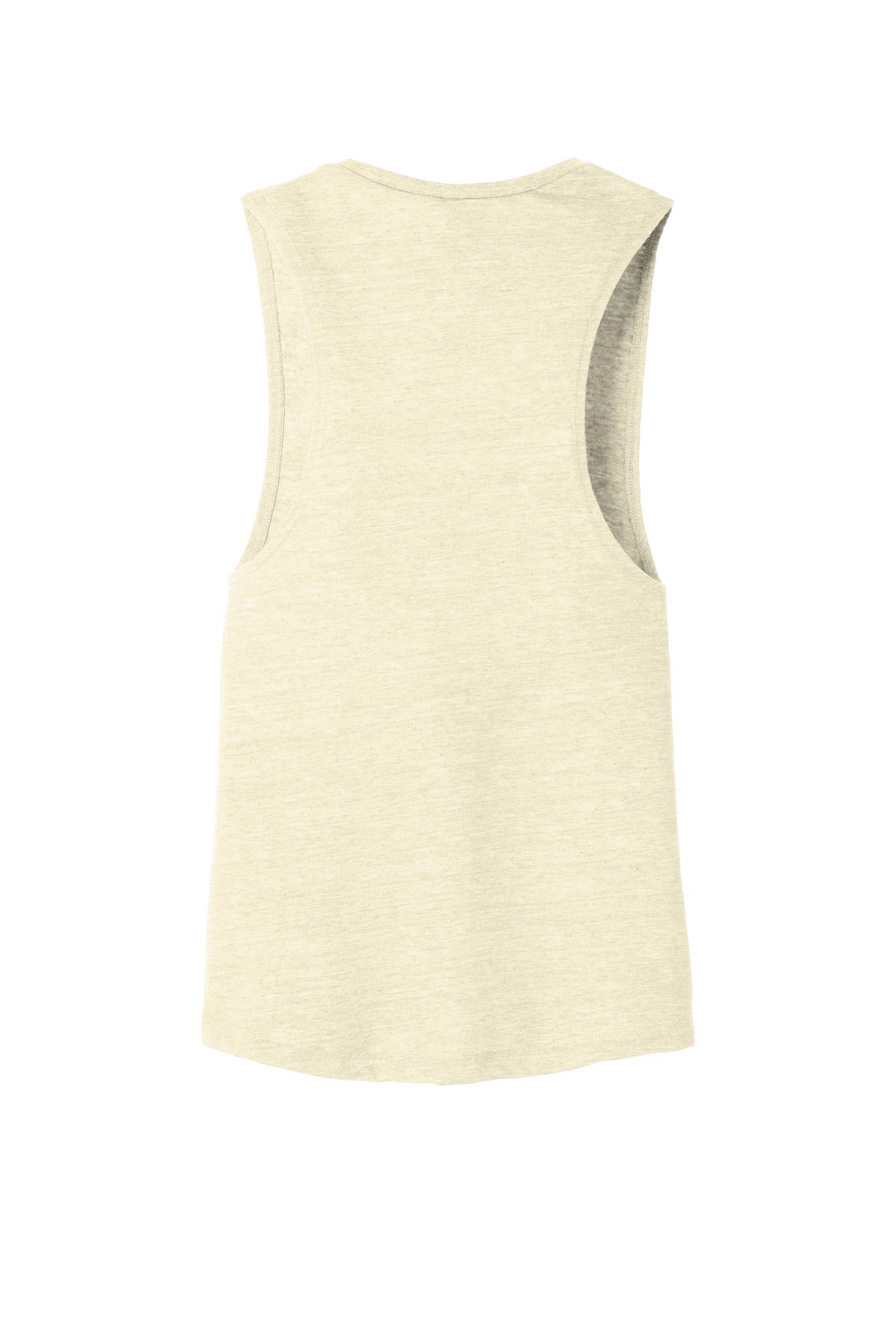 Rear View of Natural Slub BELLA+CANVAS Women's Flowy Scoop Muscle Tank. BC8803