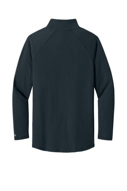Rear View of Navy Carhartt Force 1/4-Zip Long Sleeve T-Shirt CT106660