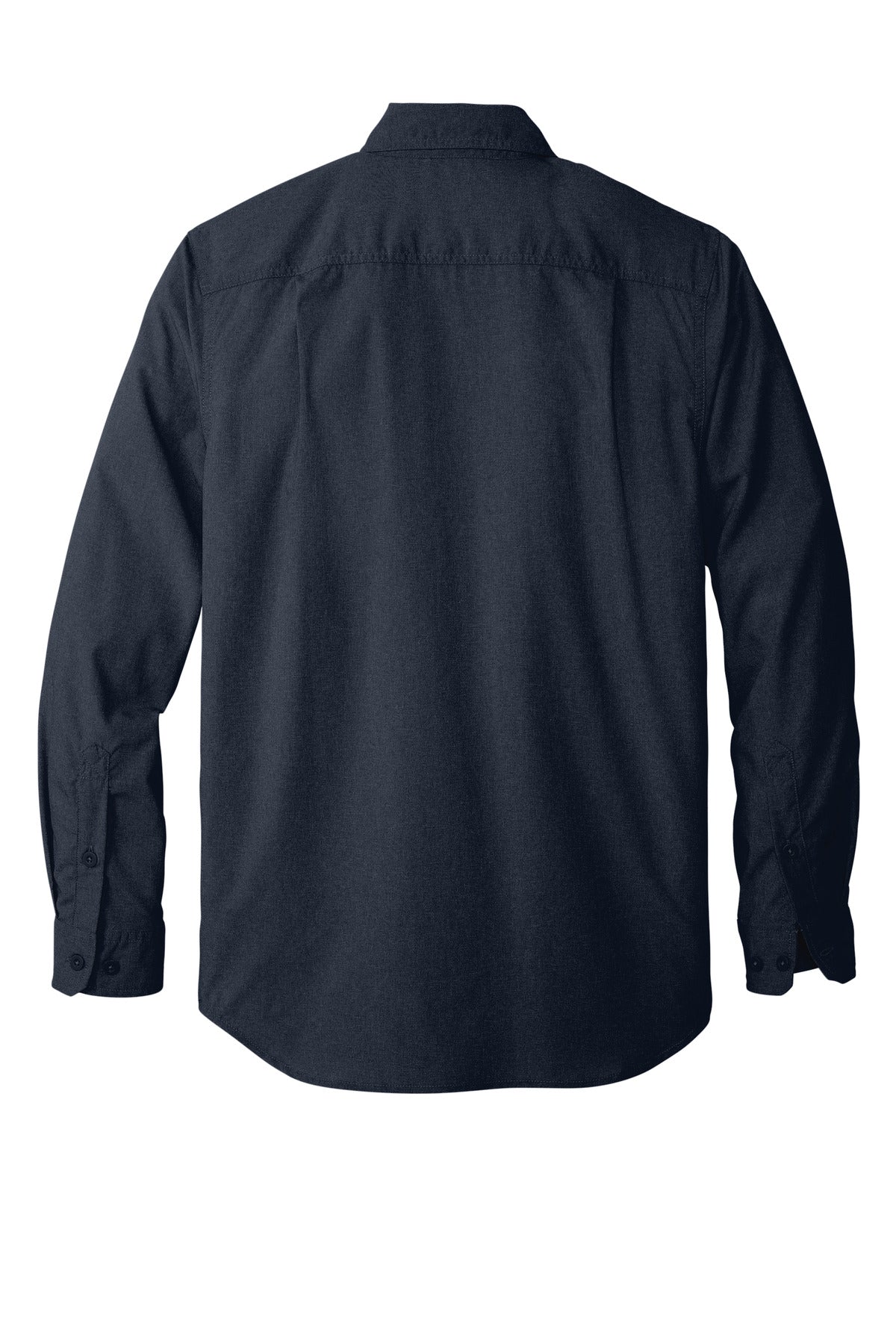 Rear View of Navy Carhartt Force Solid Long Sleeve Shirt CT105291