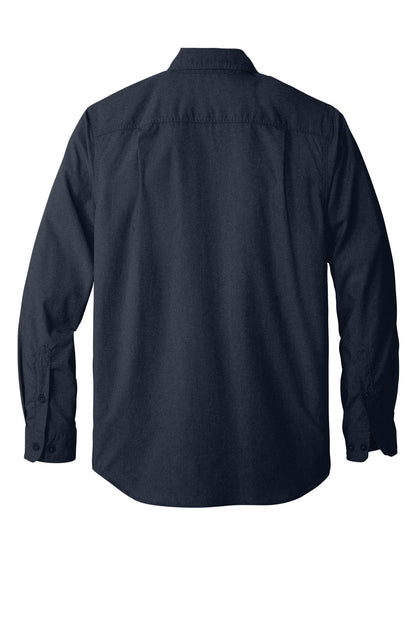 Rear View of Navy Carhartt Force Solid Long Sleeve Shirt CT105291