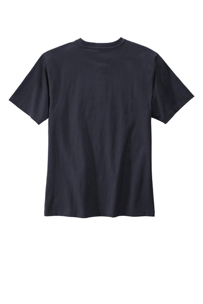 Rear View of Navy Carhartt Short Sleeve Henley T-Shirt CTK84