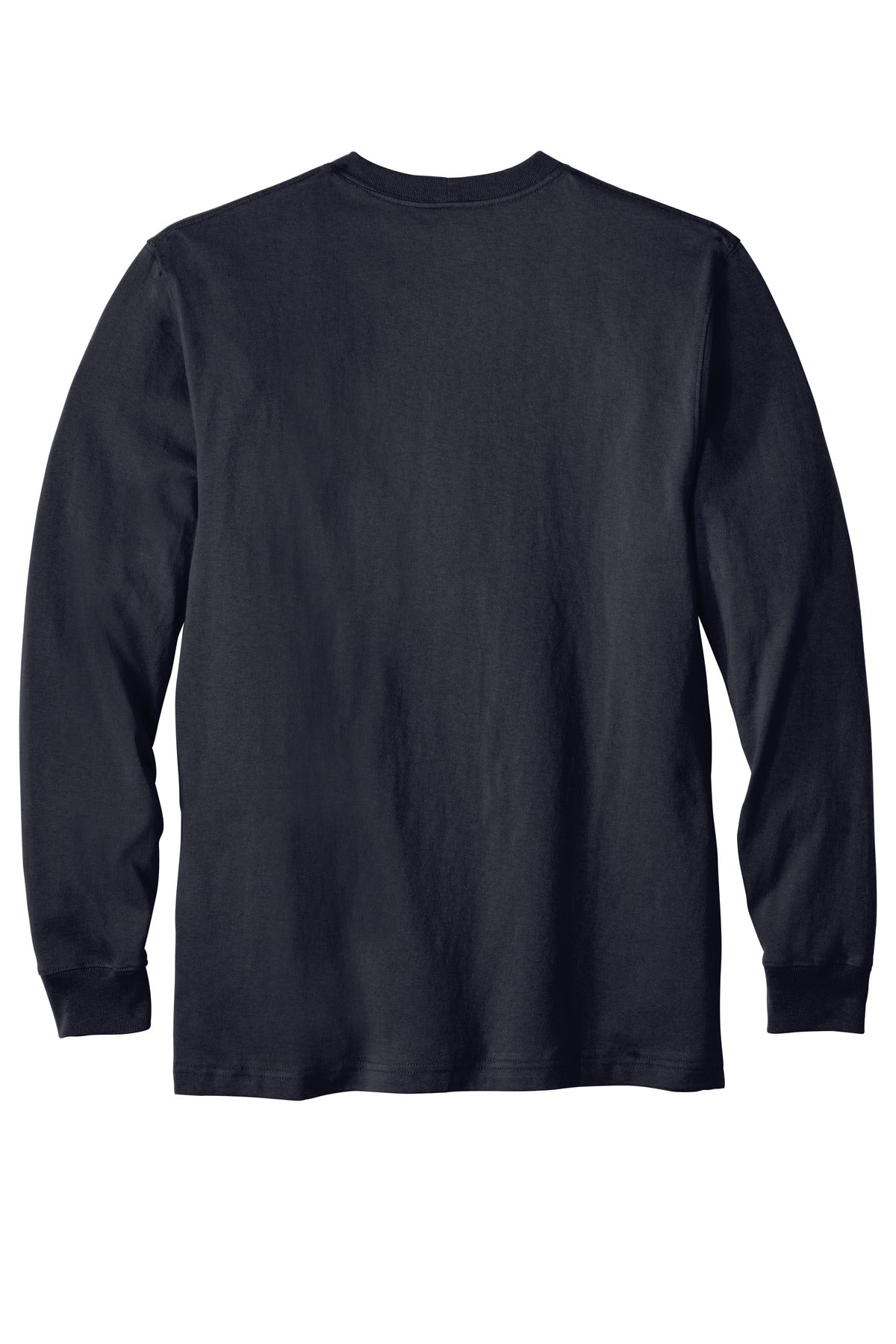 Rear View of Navy Carhartt Workwear Pocket Long Sleeve T-Shirt. CTK126