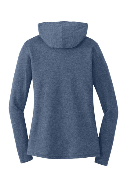 Rear View of Navy Frost District Women's Perfect Tri Long Sleeve Hoodie. DM139L