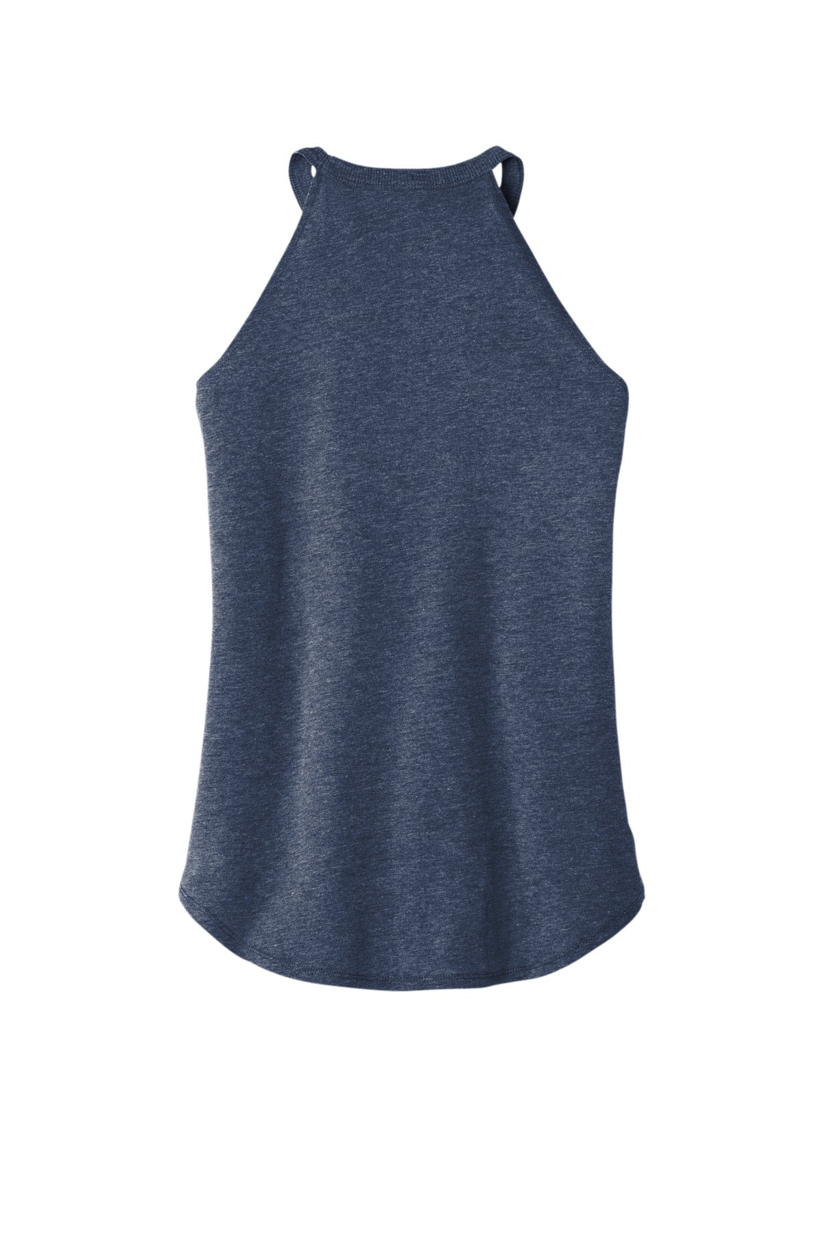 Rear View of Navy Frost District Women's Perfect Tri Rocker Tank. DT137L