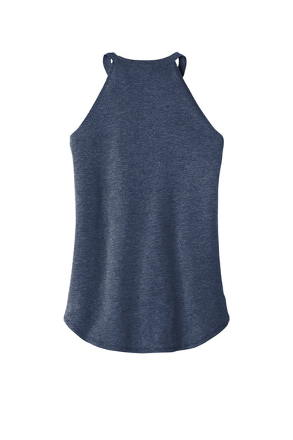 Rear View of Navy Frost District Women's Perfect Tri Rocker Tank. DT137L