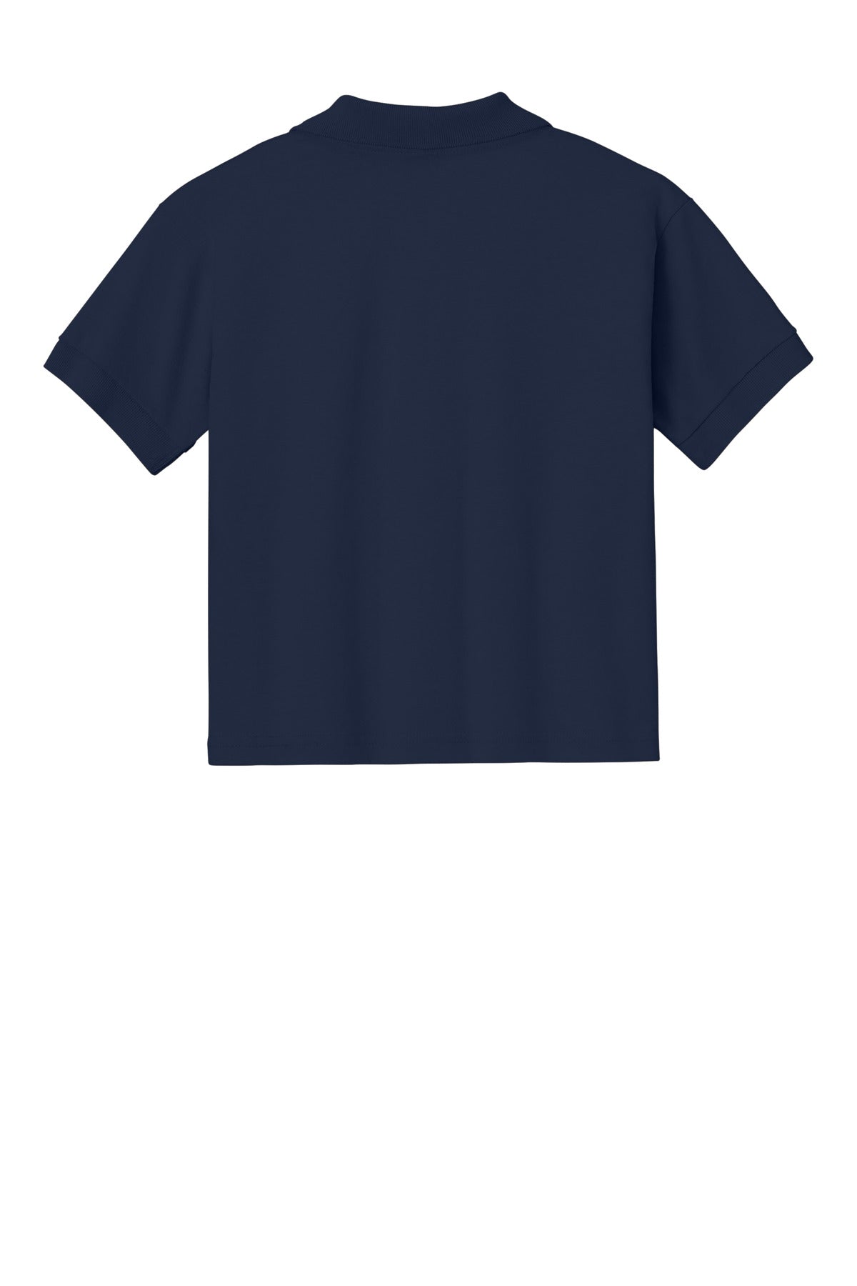 Rear View of Navy Gildan Youth DryBlend 6-Ounce Jersey Knit Sport Shirt. 8800B