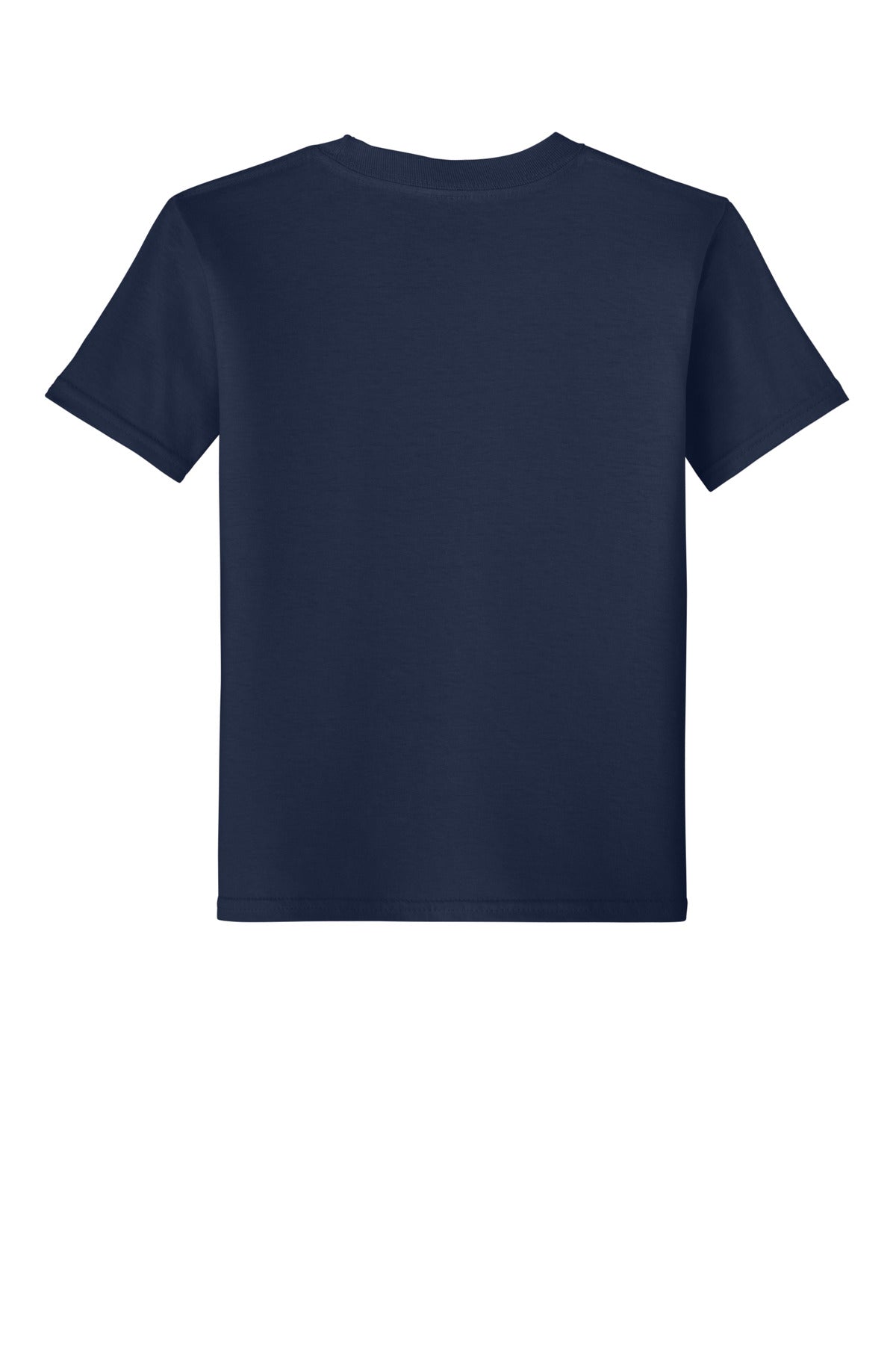 Rear View of Navy Gildan Youth Softstyle T-Shirt 64000B