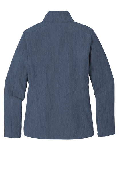Rear View of Navy Heather Port Authority Women's Core Soft Shell Jacket. L317