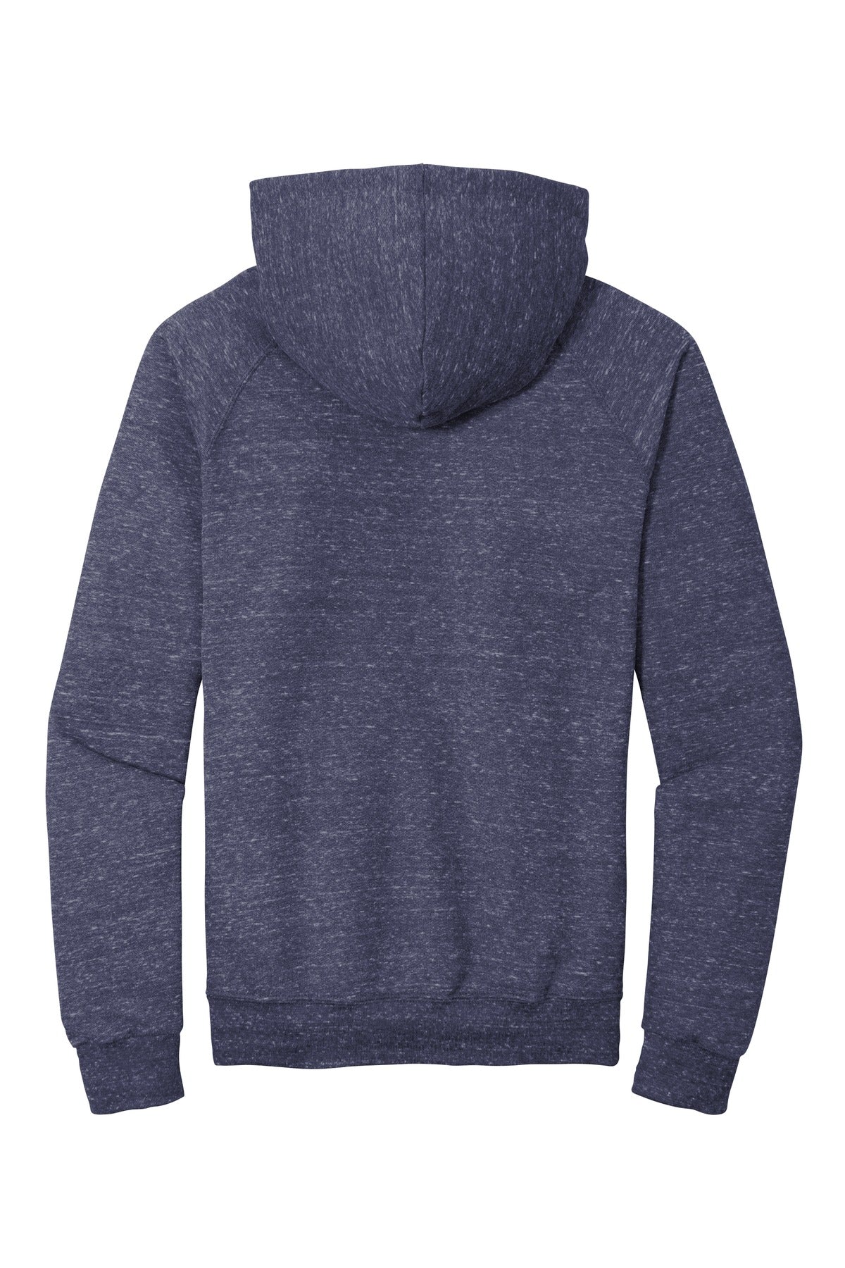 Rear View of Navy Jerzees Snow Heather French Terry Raglan Hoodie 90M
