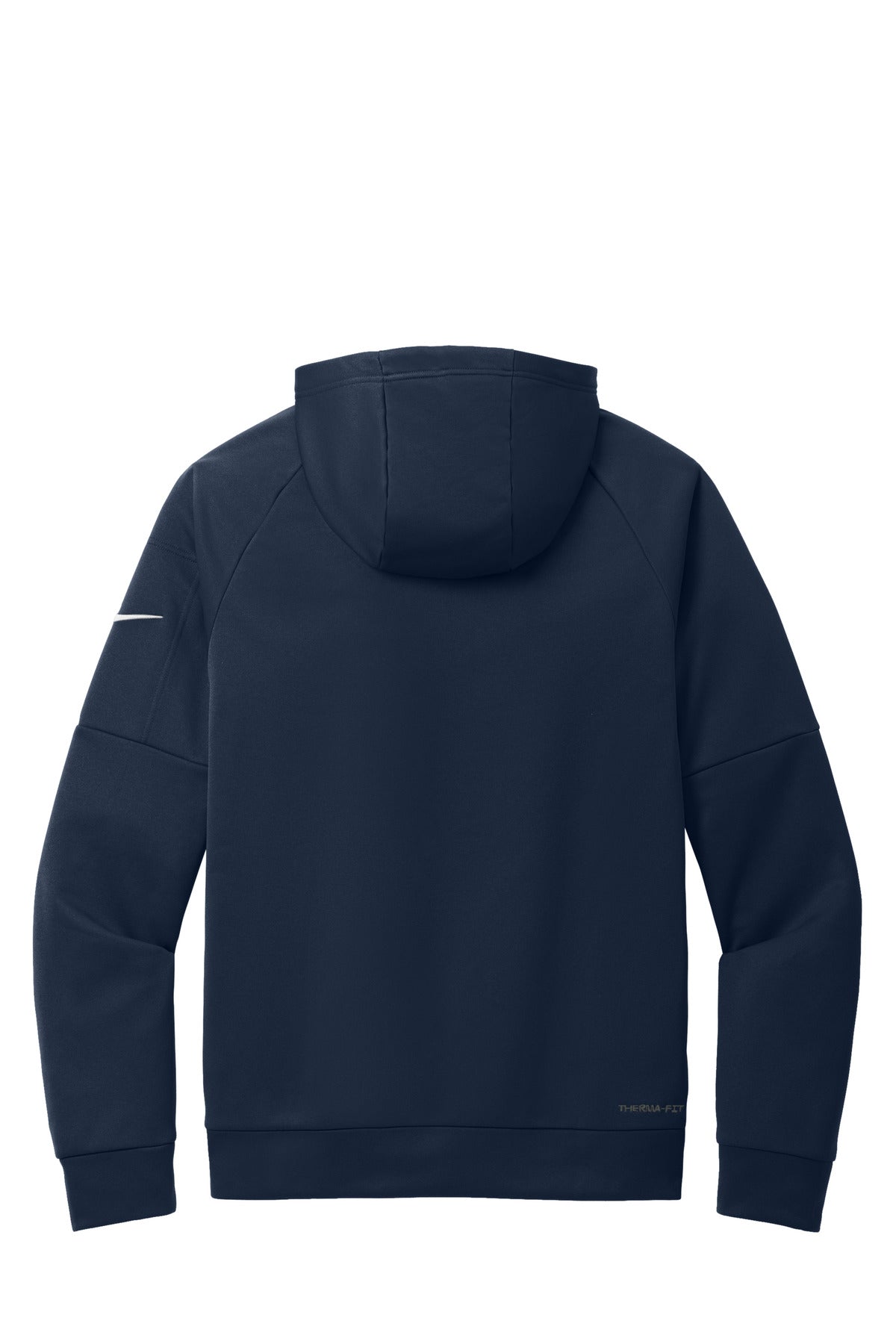 Rear View of Navy Nike Therma-FIT Pocket 1/4-Zip Fleece Hoodie NKFD9742