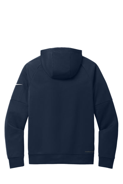 Rear View of Navy Nike Therma-FIT Pocket 1/4-Zip Fleece Hoodie NKFD9742