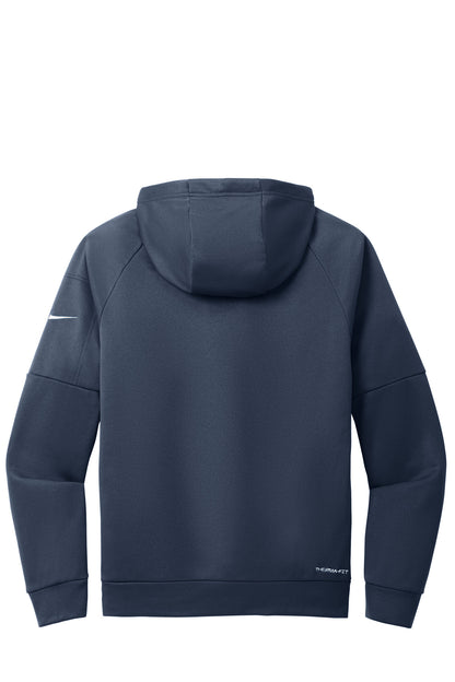 Rear View of Navy Nike Therma-FIT Pocket Full-Zip Fleece Hoodie NKFD9859