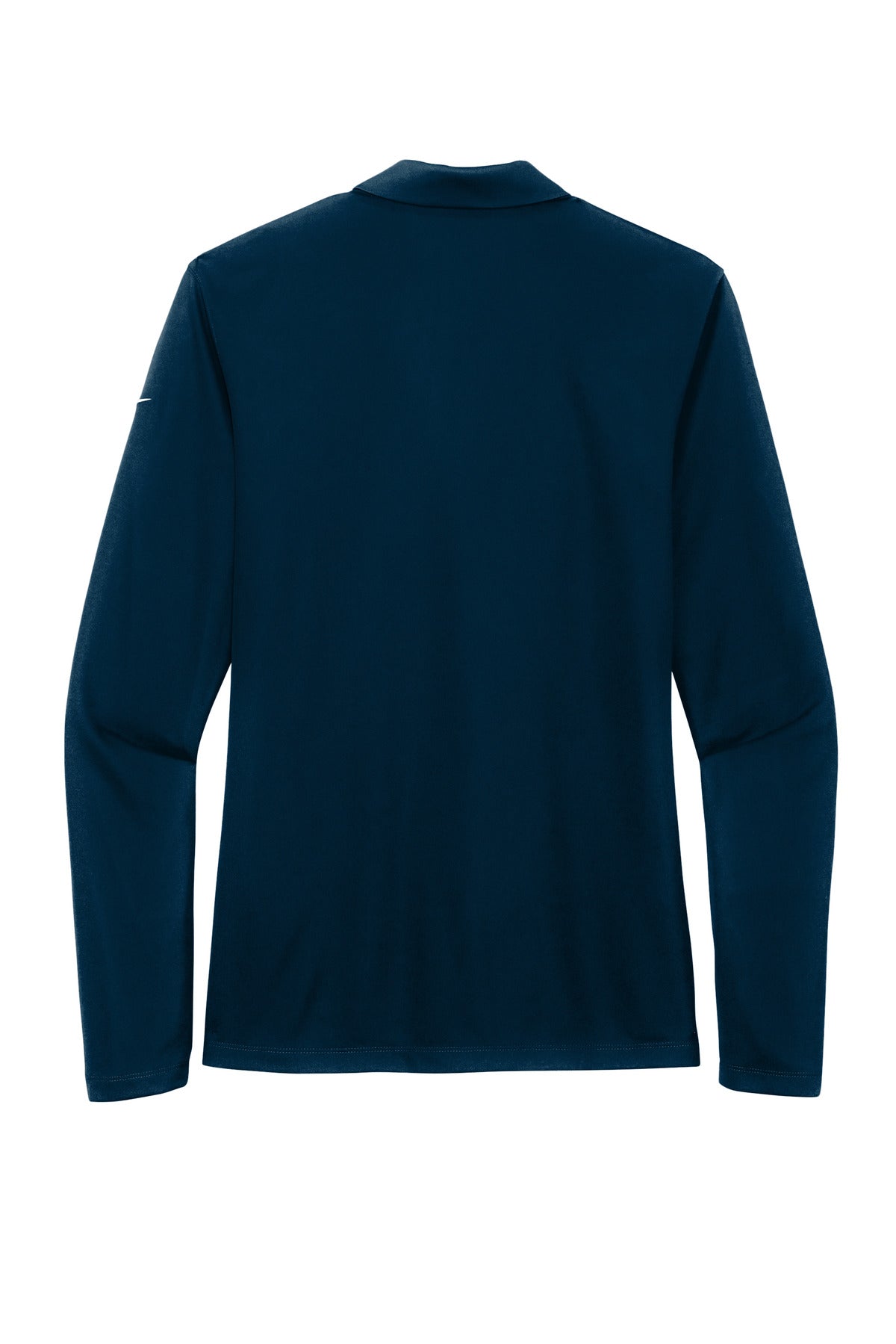 Rear View of Navy Nike Women's Dri-FIT Micro Pique 2.0 Long Sleeve Polo NKDC2105