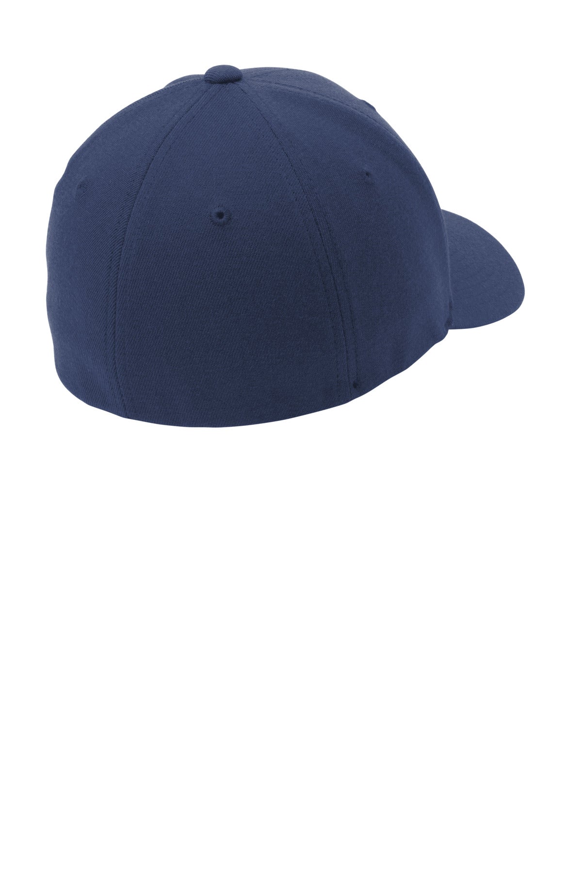 Rear View of Navy Port Authority Flexfit Wool Blend Cap. C928