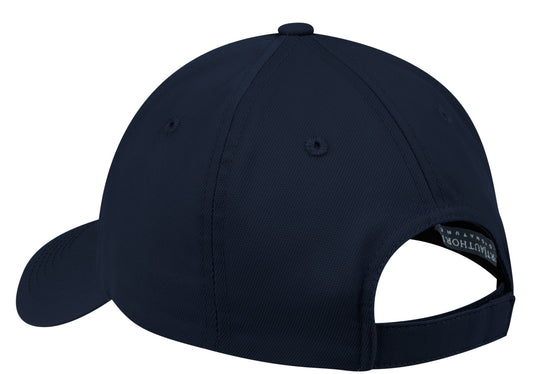 Rear View of Navy Port Authority Nylon Twill Performance Cap. C868