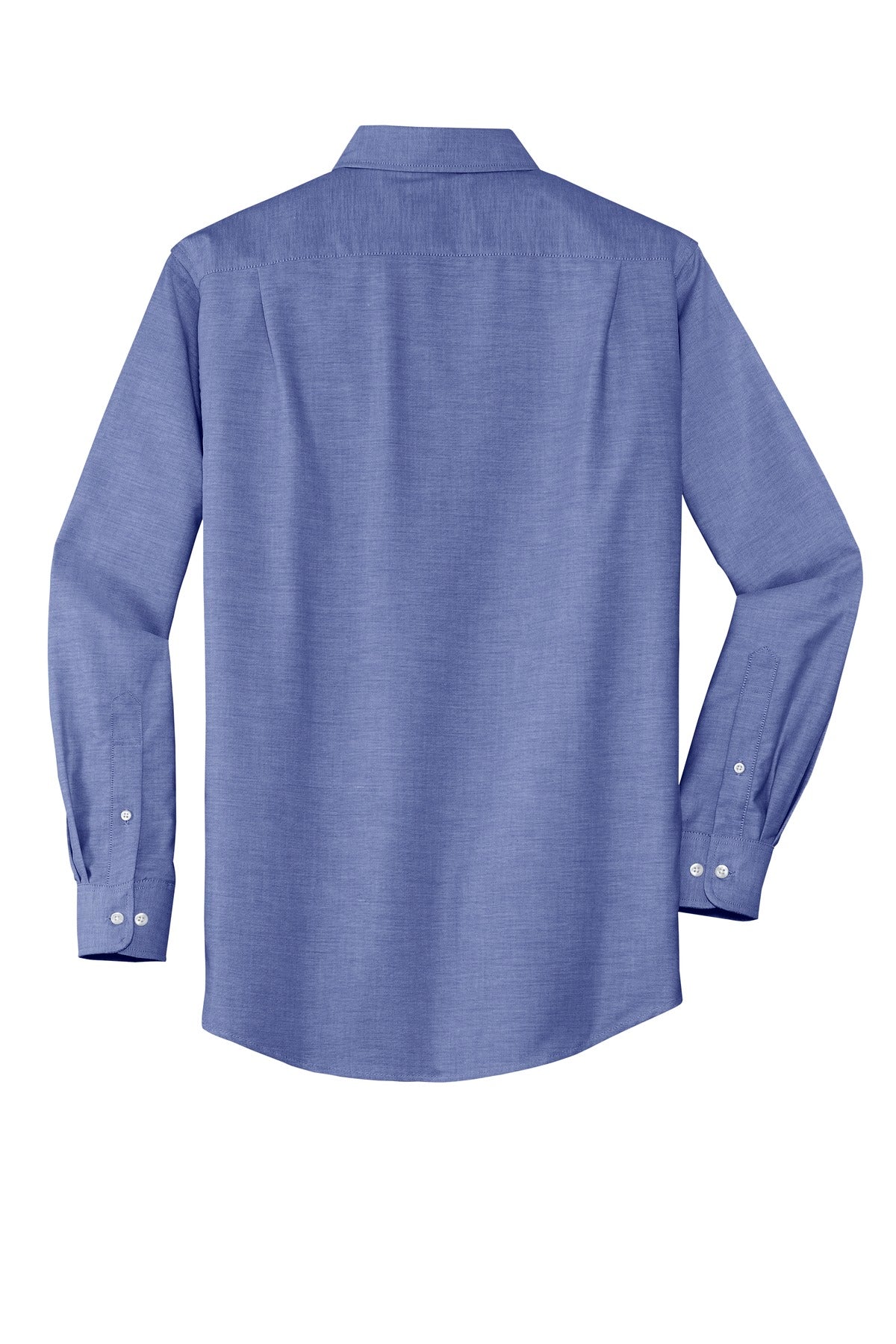 Rear View of Navy Port Authority SuperPro Oxford Shirt. S658