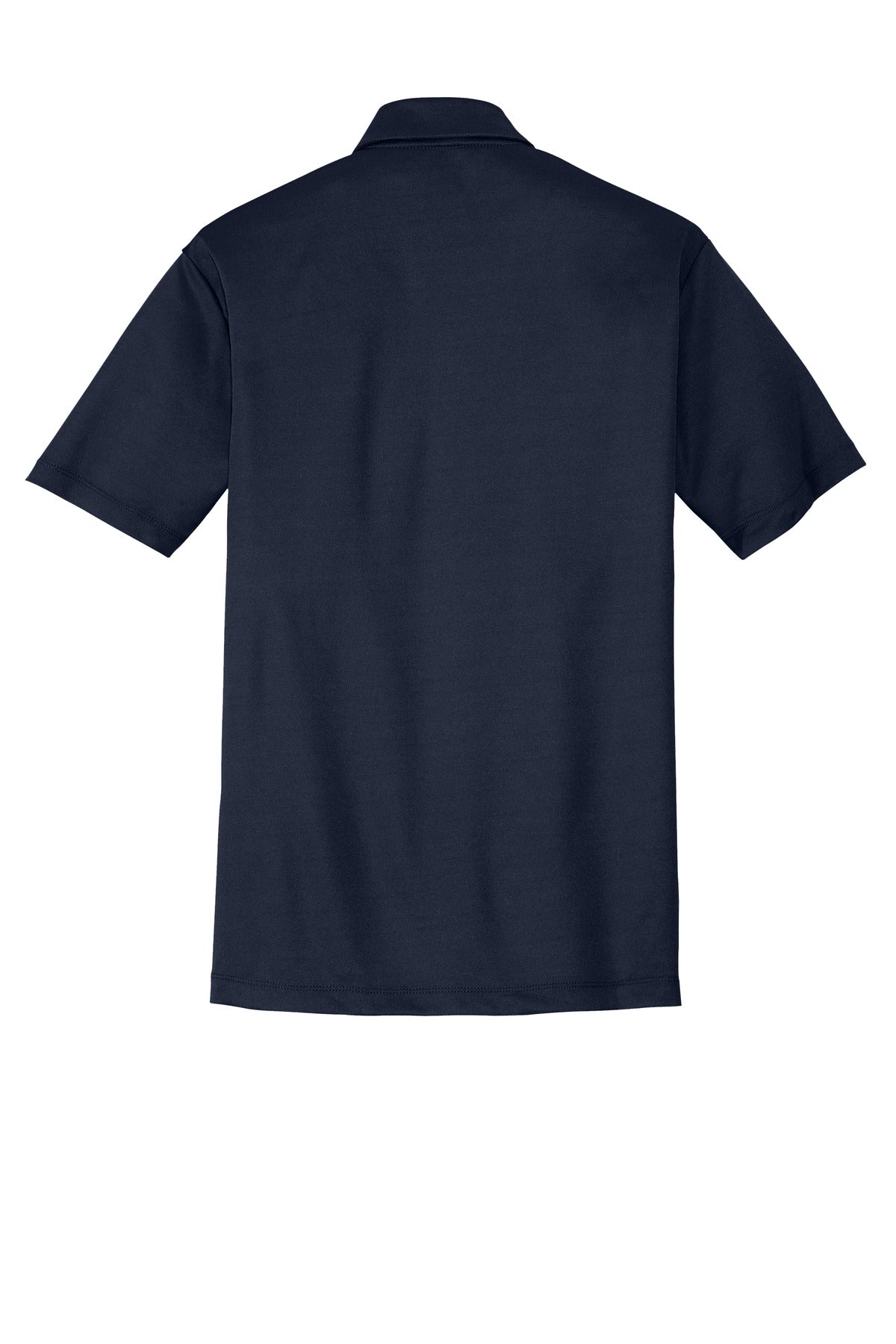 Rear View of Navy Port Authority Tall Silk Touch Performance Polo. TLK540