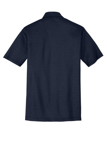 Rear View of Navy Port Authority Tall Silk Touch Performance Polo. TLK540