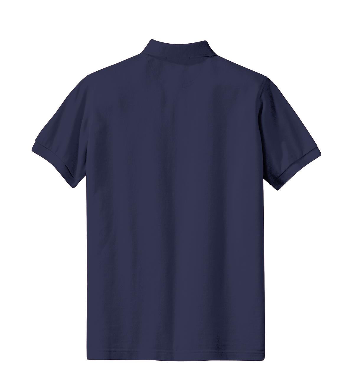 Rear View of Navy Port Authority Women's Heavyweight Cotton Pique Polo. L420