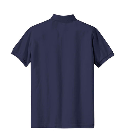 Rear View of Navy Port Authority Women's Heavyweight Cotton Pique Polo. L420