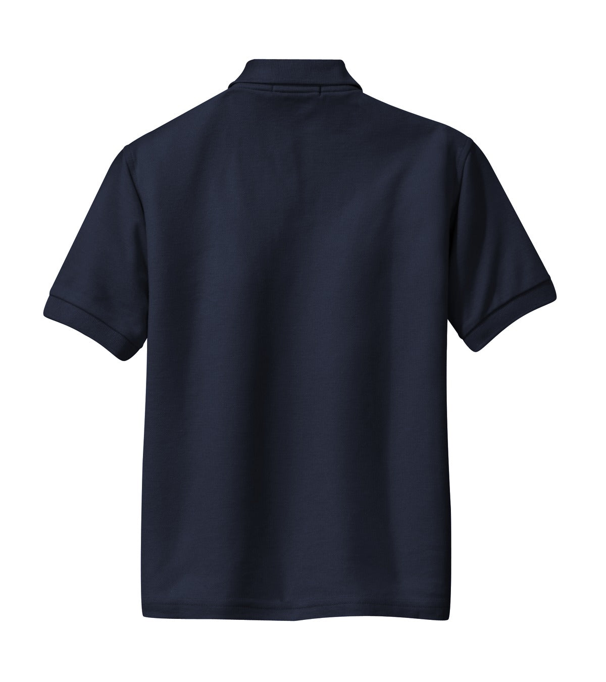 Rear View of Navy Port Authority Youth Silk Touch Polo. Y500