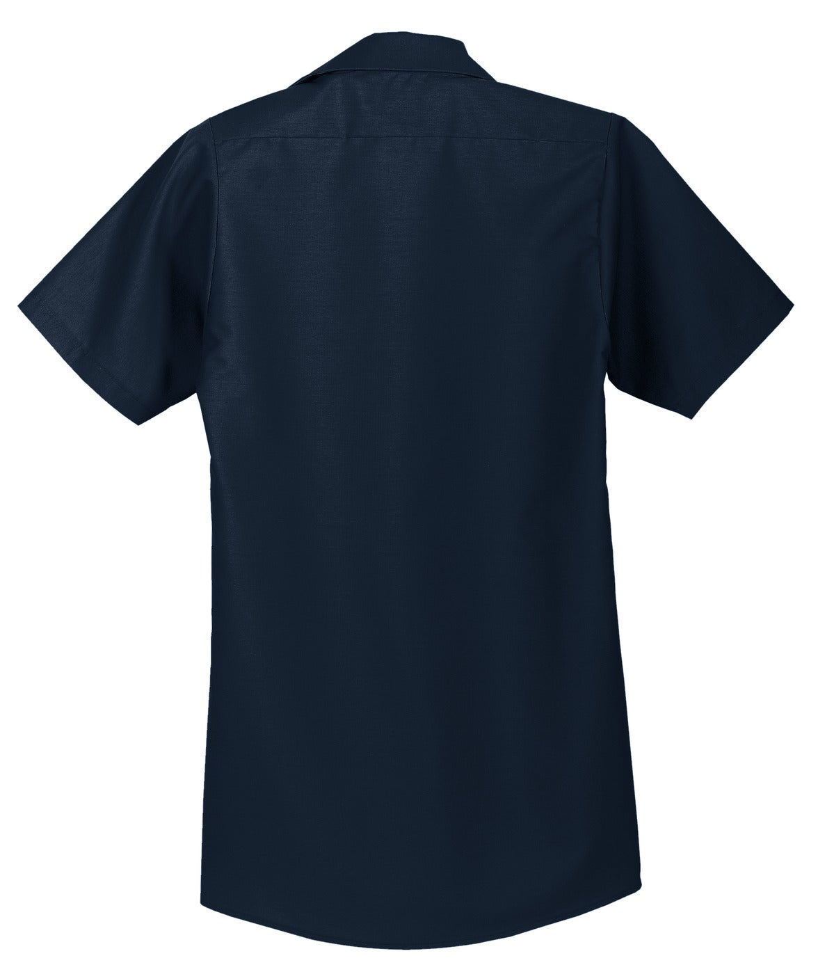 Rear View of Navy Red Kap Long Size, Short Sleeve Industrial Work Shirt. SP24LONG