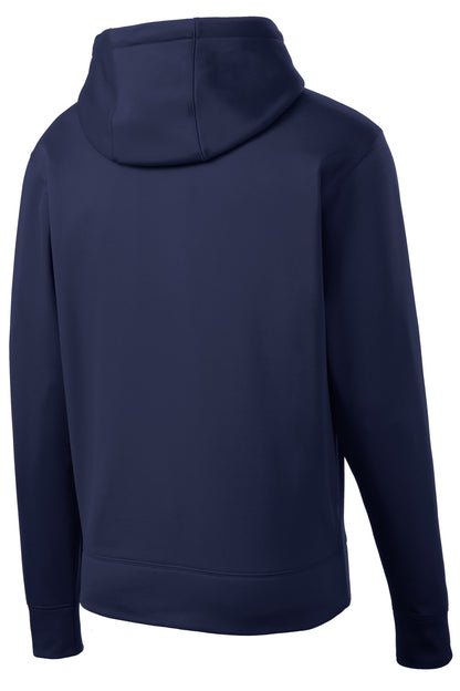 Rear View of Navy Sport-Tek Sport-Wick Fleece Full-Zip Hooded Jacket. ST238