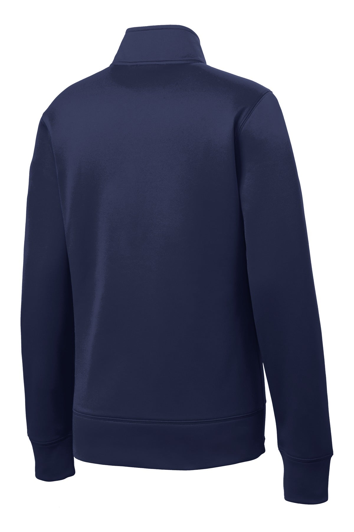 Rear View of Navy Sport-Tek Women's Sport-Wick Fleece Full-Zip Jacket. LST241