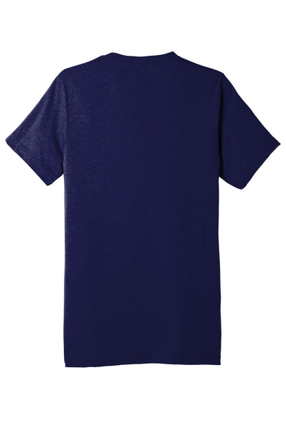Rear View of Navy TB BELLA+CANVAS Unisex Triblend Short Sleeve V-Neck Te. BC3415