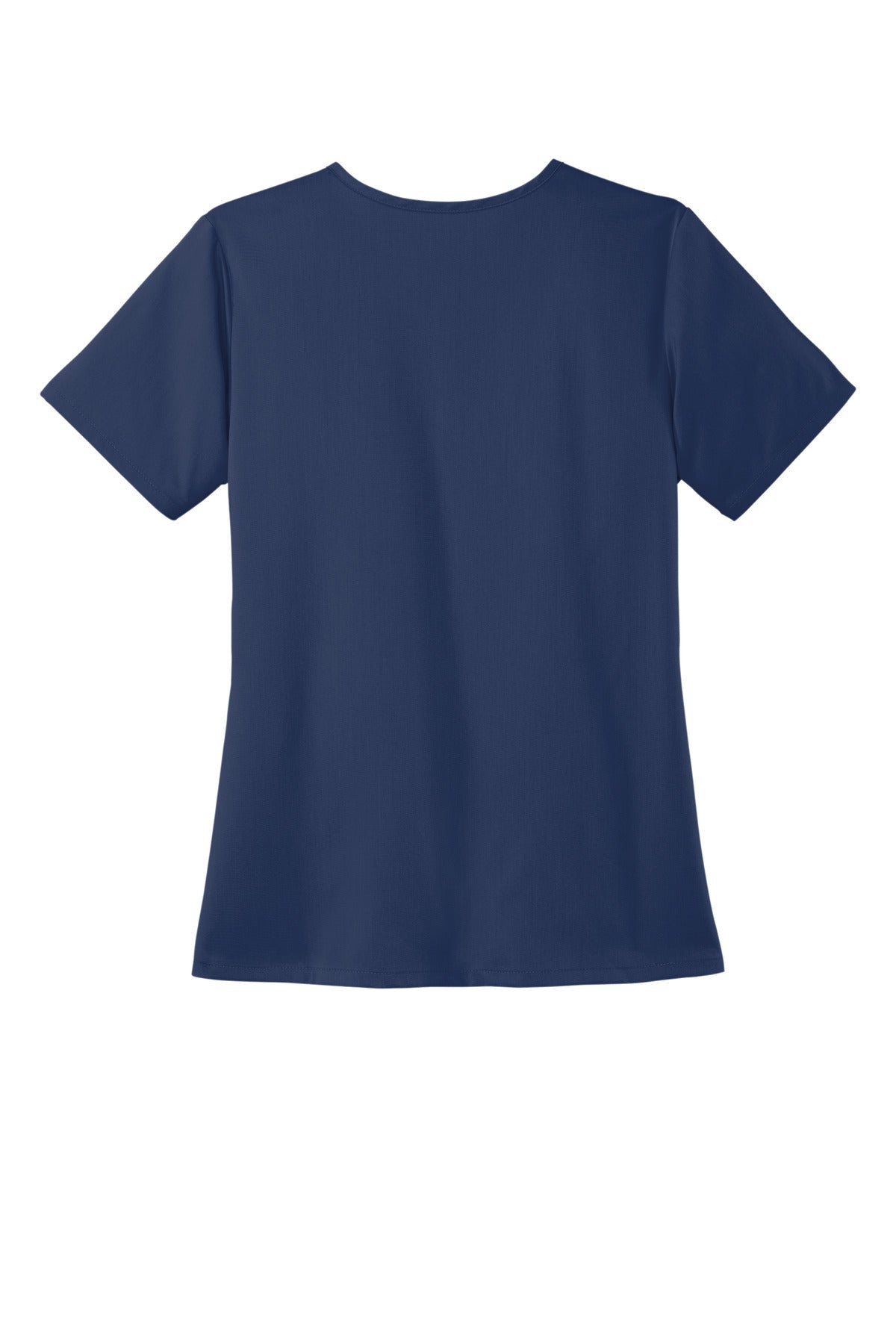 Rear View of Navy Wink Women's Premiere Flex V-Neck Top WW4168