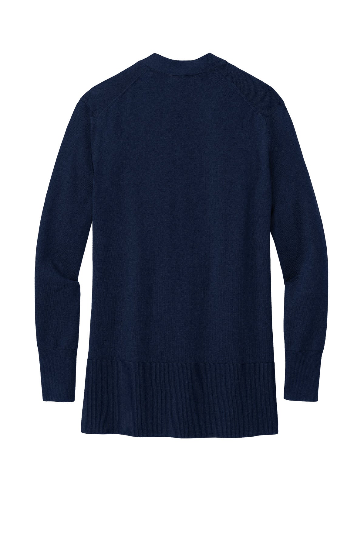 Rear View of NavyBlazer Brooks Brothers Women's Cotton Stretch Long Cardigan Sweater BB18403