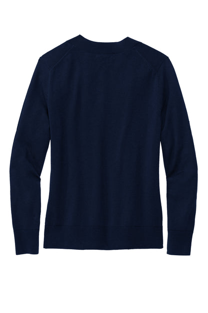 Rear View of NavyBlazer Brooks Brothers Women's Cotton Stretch V-Neck Sweater BB18401